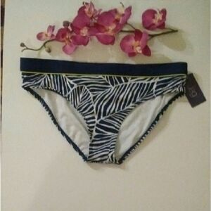 ⬇️⬇️⬇️Blue/White/Lime JAG Leaf Print Bikini Bottom